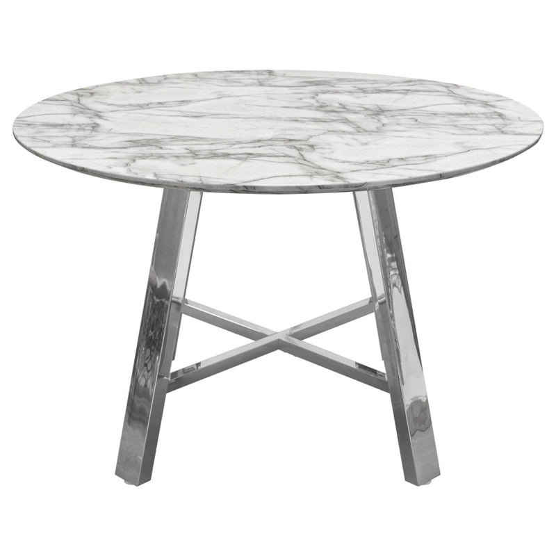 Paris 47" Round Dining Table w/ Faux Marble Top and Chrome Base by Diamond Sofa - Furniture City (CA)l