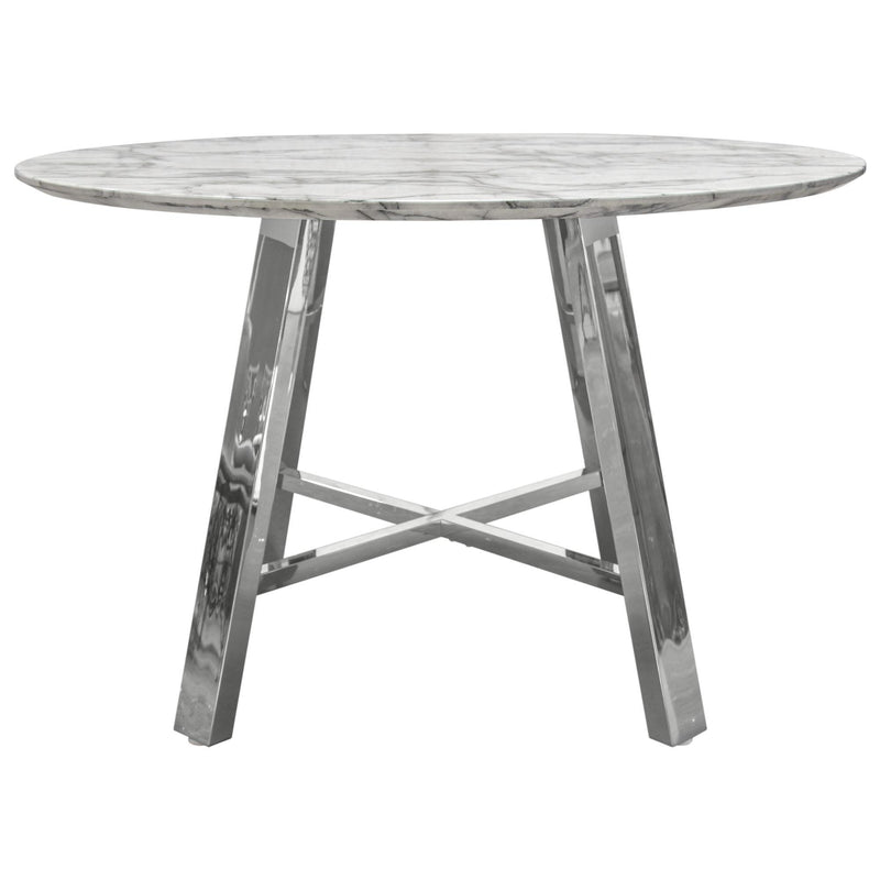 Paris 47" Round Dining Table w/ Faux Marble Top and Chrome Base by Diamond Sofa - Furniture City (CA)l