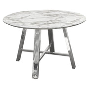 Paris 47" Round Dining Table w/ Faux Marble Top and Chrome Base by Diamond Sofa - Furniture City (CA)l