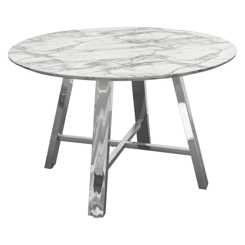 Paris 47" Round Dining Table w/ Faux Marble Top and Chrome Base by Diamond Sofa - Furniture City (CA)l