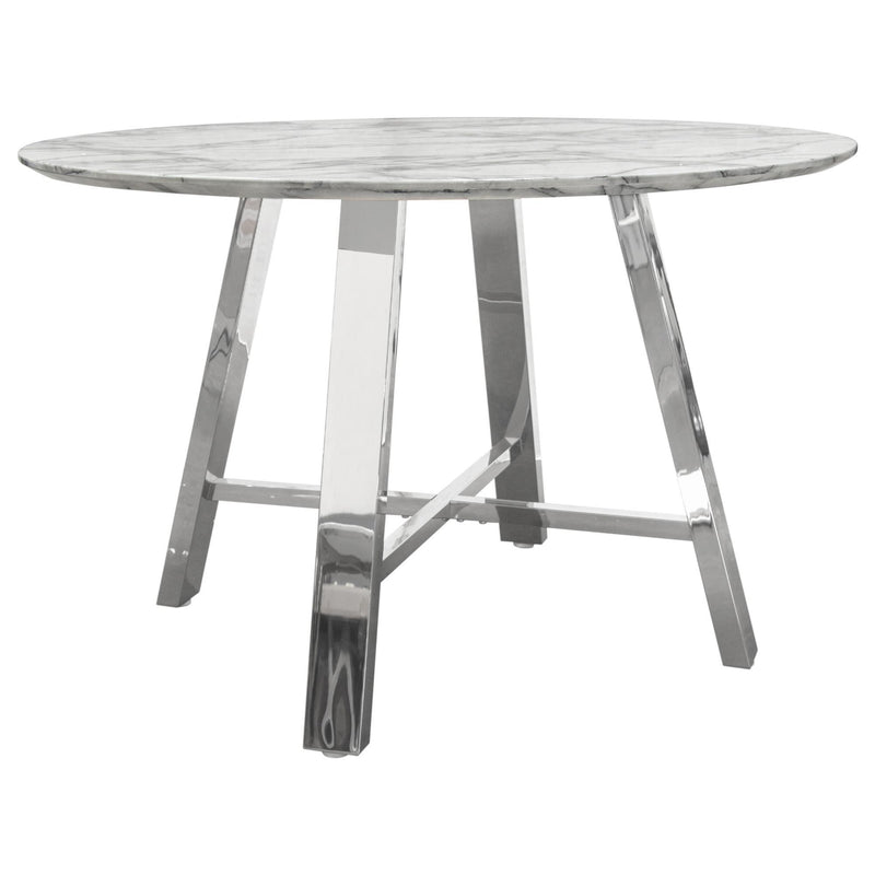 Paris 47" Round Dining Table w/ Faux Marble Top and Chrome Base by Diamond Sofa - Furniture City (CA)l