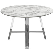 Paris 47" Round Dining Table w/ Faux Marble Top and Chrome Base by Diamond Sofa - Furniture City (CA)l