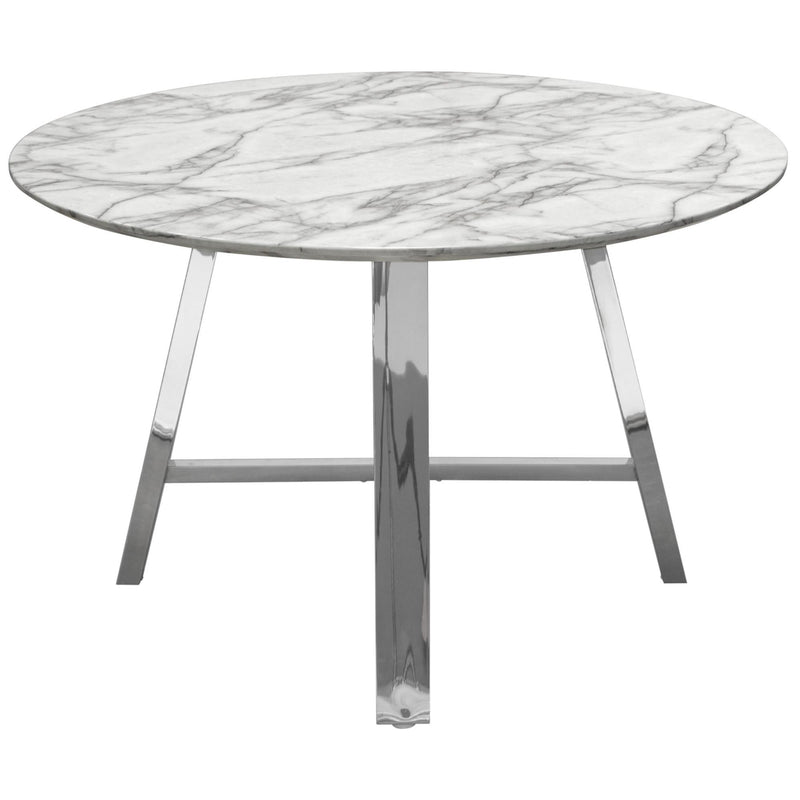 Paris 47" Round Dining Table w/ Faux Marble Top and Chrome Base by Diamond Sofa - Furniture City (CA)l