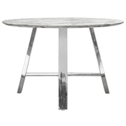 Paris 47" Round Dining Table w/ Faux Marble Top and Chrome Base by Diamond Sofa - Furniture City (CA)l