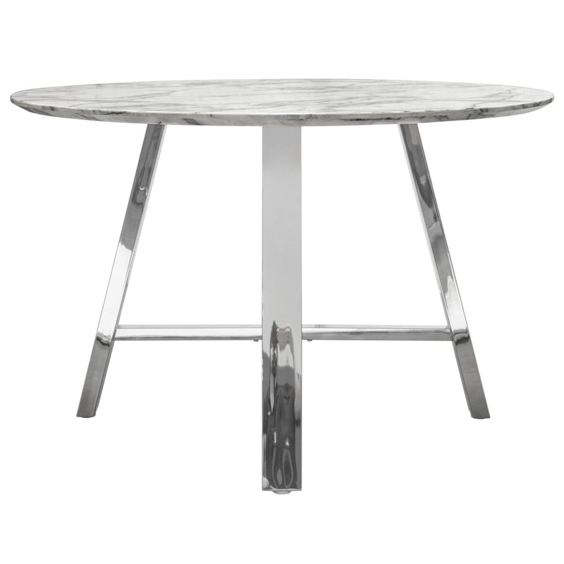 Paris 47" Round Dining Table w/ Faux Marble Top and Chrome Base by Diamond Sofa - Furniture City (CA)l