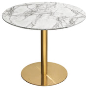 Stella 36" Round Dining Table w/ Faux Marble Top and Brushed Gold Metal Base by Diamond Sofa - Furniture City (CA)l