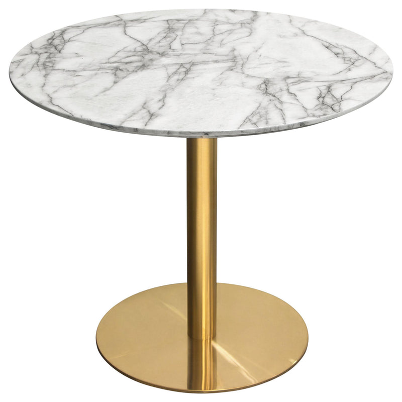 Stella 36" Round Dining Table w/ Faux Marble Top and Brushed Gold Metal Base by Diamond Sofa - Furniture City (CA)l