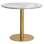 Stella 36" Round Dining Table w/ Faux Marble Top and Brushed Gold Metal Base by Diamond Sofa - Furniture City (CA)l