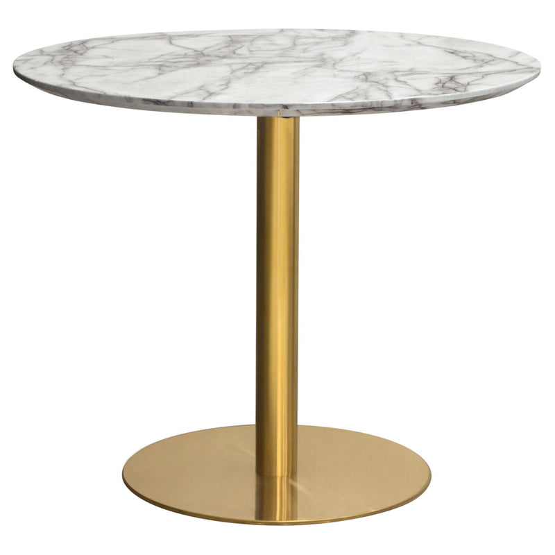 Stella 36" Round Dining Table w/ Faux Marble Top and Brushed Gold Metal Base by Diamond Sofa - Furniture City (CA)l