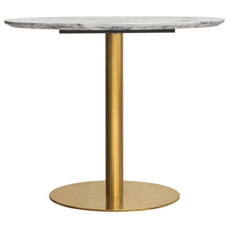 Stella 36" Round Dining Table w/ Faux Marble Top and Brushed Gold Metal Base by Diamond Sofa - Furniture City (CA)l