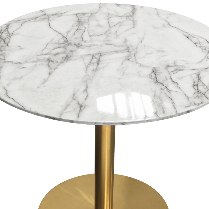 Stella 36" Round Dining Table w/ Faux Marble Top and Brushed Gold Metal Base by Diamond Sofa - Furniture City (CA)l