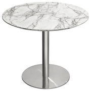 Stella 36" Round Dining Table w/ Faux Marble Top and Brushed Silver Metal Base by Diamond Sofa - Furniture City (CA)l