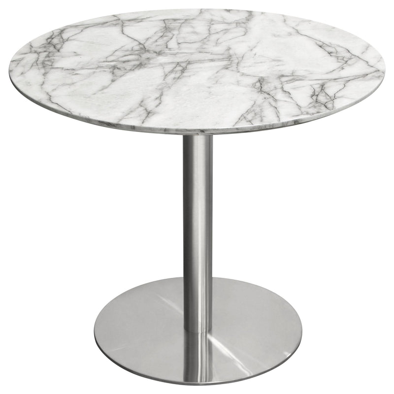 Stella 36" Round Dining Table w/ Faux Marble Top and Brushed Silver Metal Base by Diamond Sofa - Furniture City (CA)l