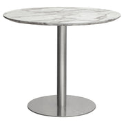 Stella 36" Round Dining Table w/ Faux Marble Top and Brushed Silver Metal Base by Diamond Sofa - Furniture City (CA)l