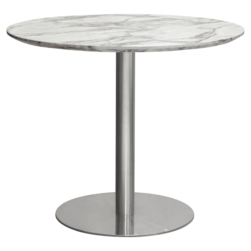 Stella 36" Round Dining Table w/ Faux Marble Top and Brushed Silver Metal Base by Diamond Sofa - Furniture City (CA)l