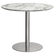 Stella 36" Round Dining Table w/ Faux Marble Top and Brushed Silver Metal Base by Diamond Sofa - Furniture City (CA)l