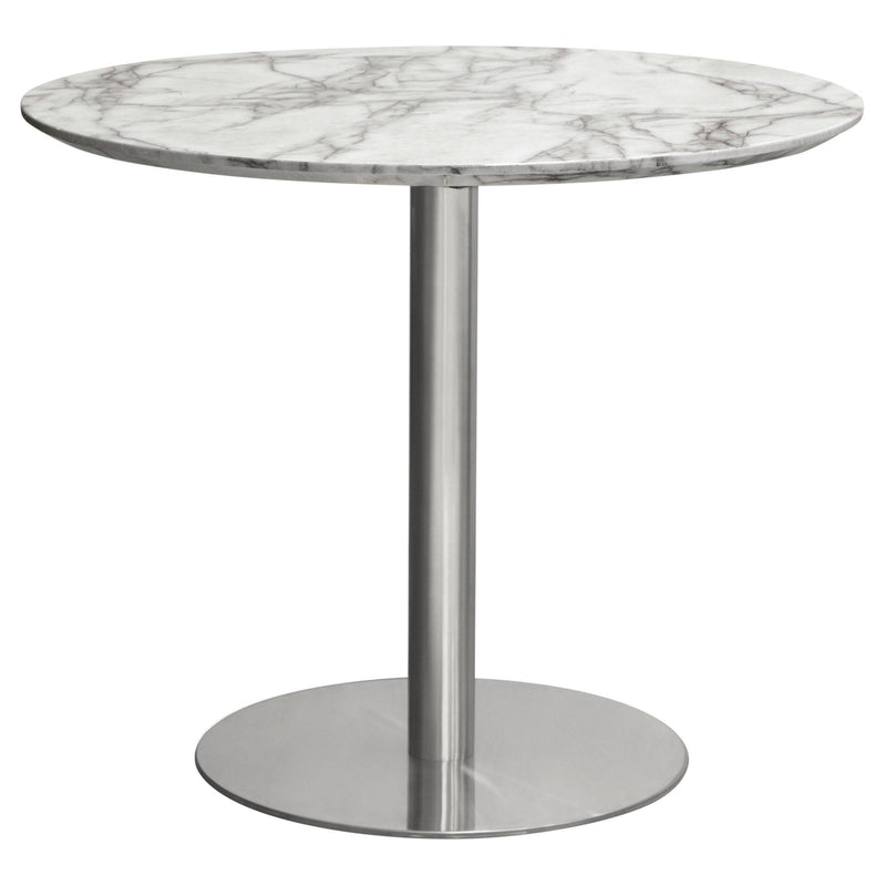 Stella 36" Round Dining Table w/ Faux Marble Top and Brushed Silver Metal Base by Diamond Sofa - Furniture City (CA)l