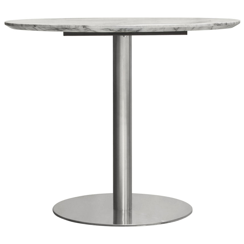 Stella 36" Round Dining Table w/ Faux Marble Top and Brushed Silver Metal Base by Diamond Sofa - Furniture City (CA)l