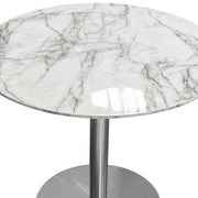 Stella 36" Round Dining Table w/ Faux Marble Top and Brushed Silver Metal Base by Diamond Sofa - Furniture City (CA)l