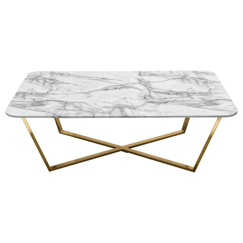 Vida Rectangle Cocktail Table w/ Faux Marble Top and Brushed Gold Metal Frame by Diamond Sofa - Furniture City (CA)l