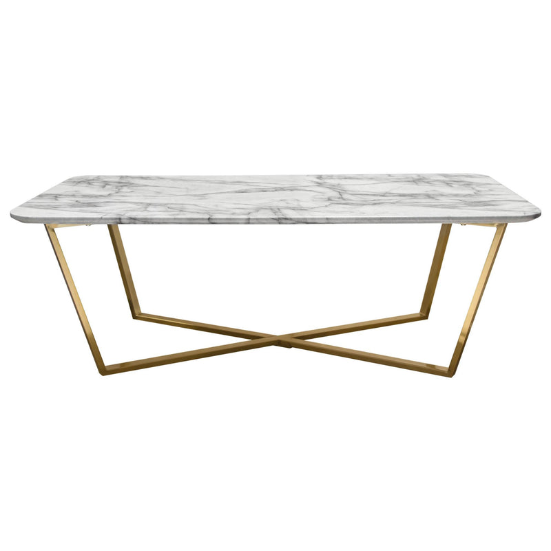 Vida Rectangle Cocktail Table w/ Faux Marble Top and Brushed Gold Metal Frame by Diamond Sofa - Furniture City (CA)l