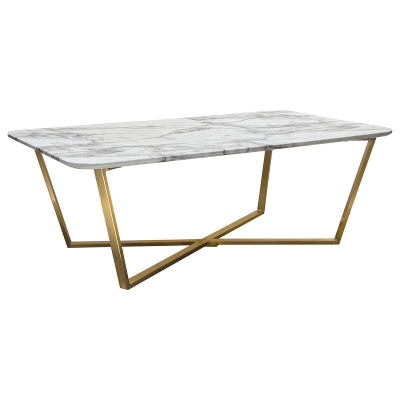 Vida Rectangle Cocktail Table w/ Faux Marble Top and Brushed Gold Metal Frame by Diamond Sofa - Furniture City (CA)l
