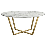 Vida 35" Round Cocktail Table w/ Faux Marble Top and Brushed Gold Metal Frame by Diamond Sofa - Furniture City (CA)l