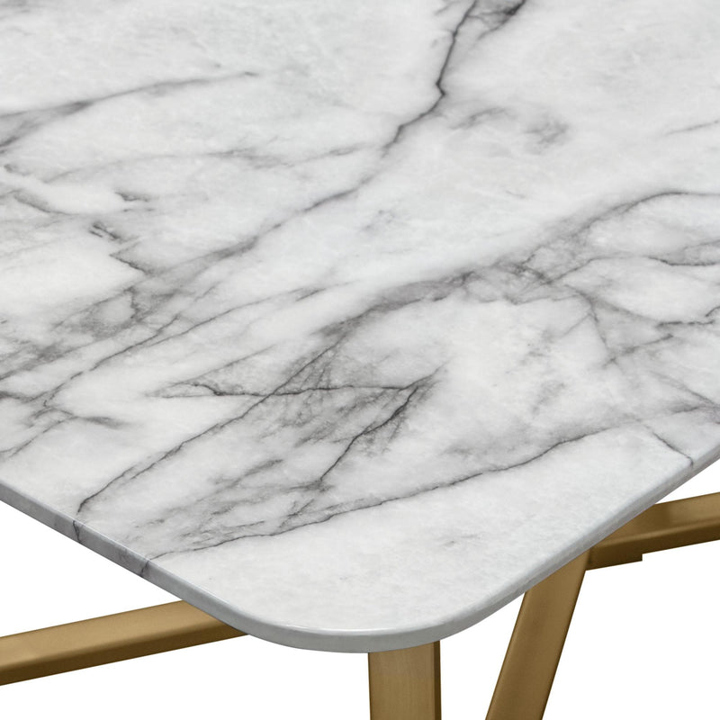 Vida Rectangle Cocktail Table w/ Faux Marble Top and Brushed Gold Metal Frame by Diamond Sofa - Furniture City (CA)l