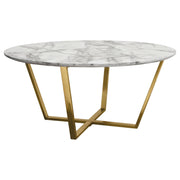 Vida 35" Round Cocktail Table w/ Faux Marble Top and Brushed Gold Metal Frame by Diamond Sofa - Furniture City (CA)l