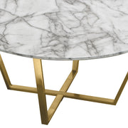 Vida 35" Round Cocktail Table w/ Faux Marble Top and Brushed Gold Metal Frame by Diamond Sofa - Furniture City (CA)l