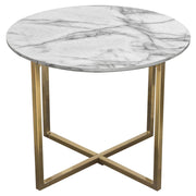 Vida 24" Round End Table w/ Faux Marble Top and Brushed Gold Metal Frame by Diamond Sofa - Furniture City (CA)l