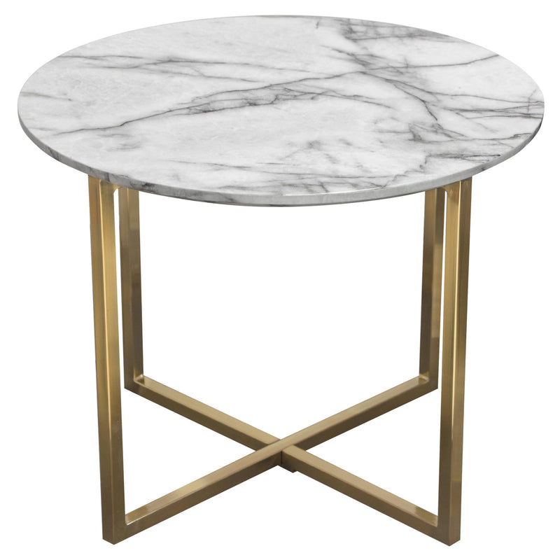Vida 24" Round End Table w/ Faux Marble Top and Brushed Gold Metal Frame by Diamond Sofa - Furniture City (CA)l
