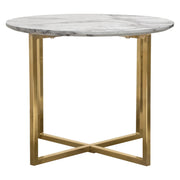 Vida 24" Round End Table w/ Faux Marble Top and Brushed Gold Metal Frame by Diamond Sofa - Furniture City (CA)l