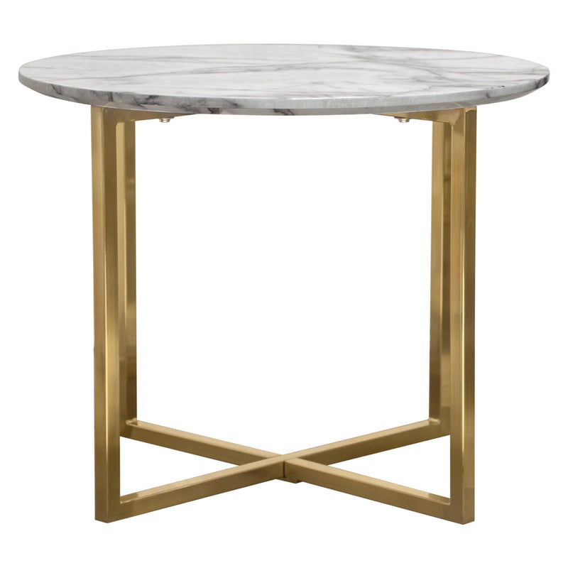 Vida 24" Round End Table w/ Faux Marble Top and Brushed Gold Metal Frame by Diamond Sofa - Furniture City (CA)l