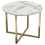 Vida 24" Round End Table w/ Faux Marble Top and Brushed Gold Metal Frame by Diamond Sofa - Furniture City (CA)l