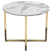 Vida 24" Round End Table w/ Faux Marble Top and Brushed Gold Metal Frame by Diamond Sofa - Furniture City (CA)l
