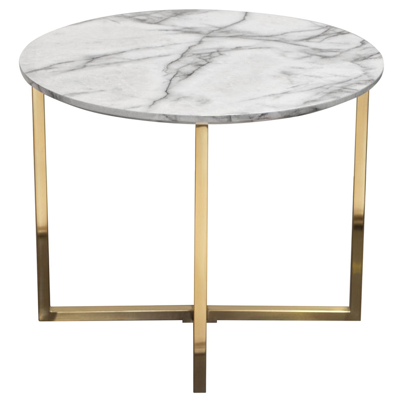 Vida 24" Round End Table w/ Faux Marble Top and Brushed Gold Metal Frame by Diamond Sofa - Furniture City (CA)l