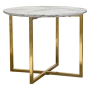 Vida 24" Round End Table w/ Faux Marble Top and Brushed Gold Metal Frame by Diamond Sofa - Furniture City (CA)l