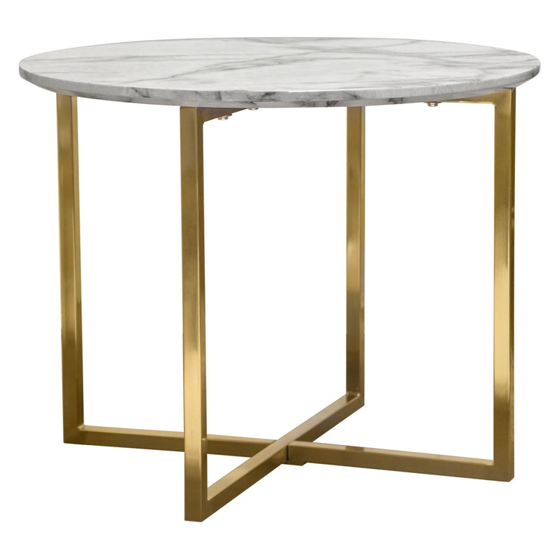 Vida 24" Round End Table w/ Faux Marble Top and Brushed Gold Metal Frame by Diamond Sofa - Furniture City (CA)l