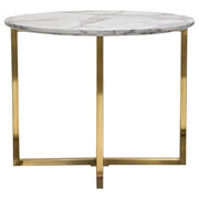 Vida 24" Round End Table w/ Faux Marble Top and Brushed Gold Metal Frame by Diamond Sofa - Furniture City (CA)l