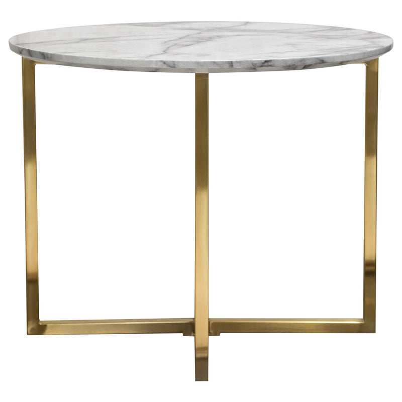 Vida 24" Round End Table w/ Faux Marble Top and Brushed Gold Metal Frame by Diamond Sofa - Furniture City (CA)l
