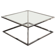 Aria Square Stainless Steel Cocktail Table w/ Polished Black Finish Base & Clear, Tempered Glass Top by Diamond Sofa - Furniture City (CA)l