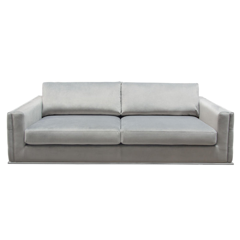 Envy Sofa in Platinum Grey Velvet with Tufted Outside Detail and Silver Metal Trim by Diamond Sofa - Furniture City (CA)l