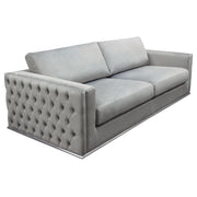 Envy Sofa in Platinum Grey Velvet with Tufted Outside Detail and Silver Metal Trim by Diamond Sofa - Furniture City (CA)l