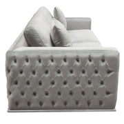 Envy Sofa in Platinum Grey Velvet with Tufted Outside Detail and Silver Metal Trim by Diamond Sofa - Furniture City (CA)l
