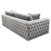 Envy Sofa in Platinum Grey Velvet with Tufted Outside Detail and Silver Metal Trim by Diamond Sofa - Furniture City (CA)l