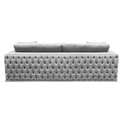 Envy Sofa in Platinum Grey Velvet with Tufted Outside Detail and Silver Metal Trim by Diamond Sofa - Furniture City (CA)l