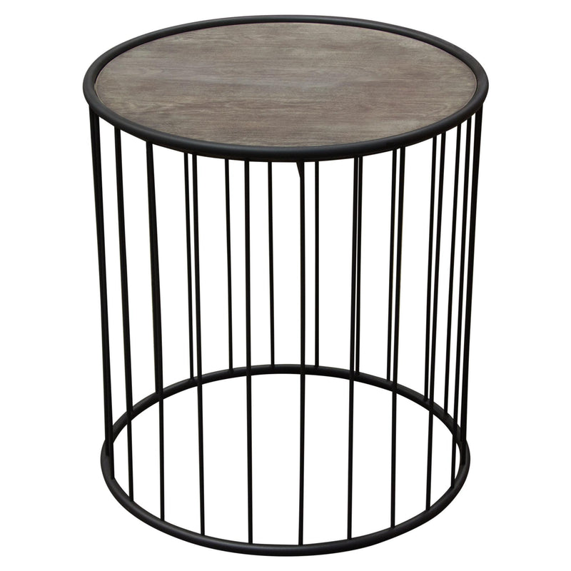 Gibson 22" Round End Table with Grey Oak Finished Top and Metal Base by Diamond Sofa - Furniture City (CA)l