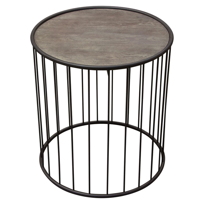 Gibson 22" Round End Table with Grey Oak Finished Top and Metal Base by Diamond Sofa - Furniture City (CA)l