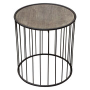 Gibson 22" Round End Table with Grey Oak Finished Top and Metal Base by Diamond Sofa - Furniture City (CA)l